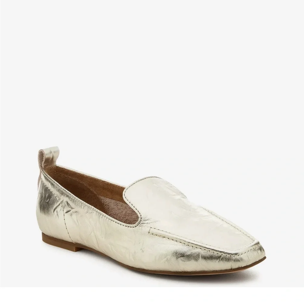 Kelsi Dagger Metallic Silver Square-Toe Loafers - Picture 2 of 13